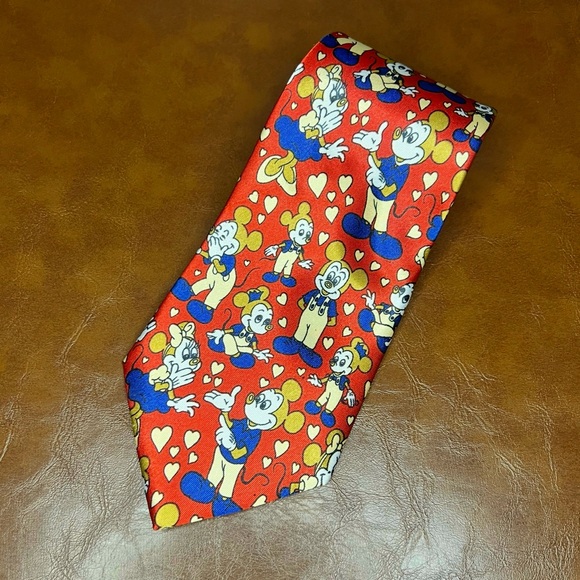Mickey Mouse Tie; Mens Mickey Necktie; Cartoon Tie; Valentines Tie - Picture 1 of 10